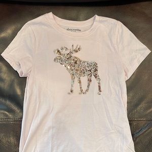 Abercrombie kids light pink t-shirt with logo